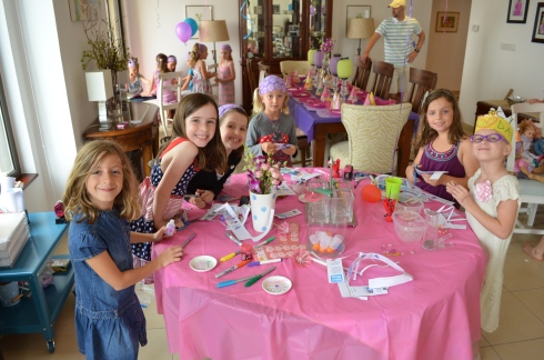 Maria, Carly, Grace, Esme and Fiona painting and making lots of doll-size things.